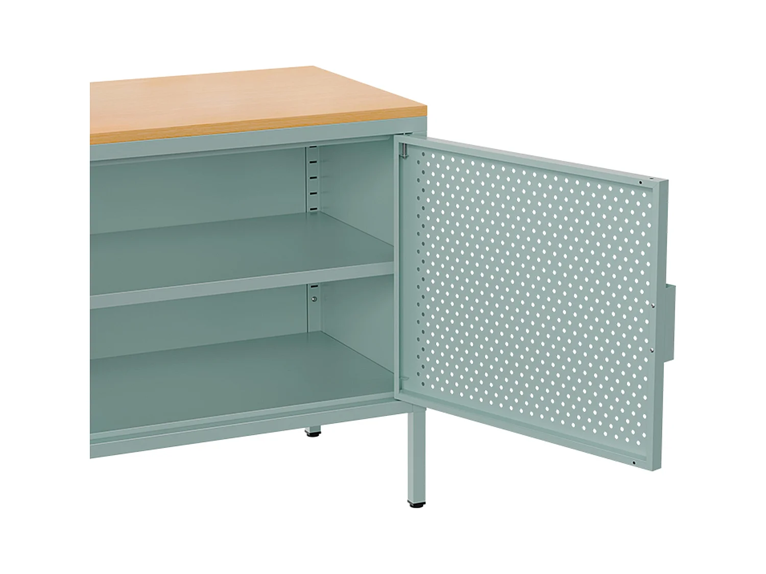 Buffet moderne 2 portes L100 cm en métal vert sauge