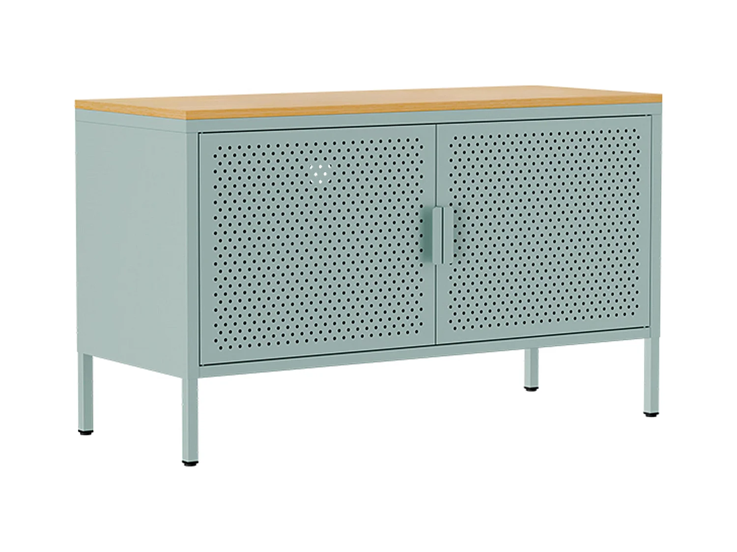 Moderne buffetkast met 2 deuren L100 cm van saliegroen metaal