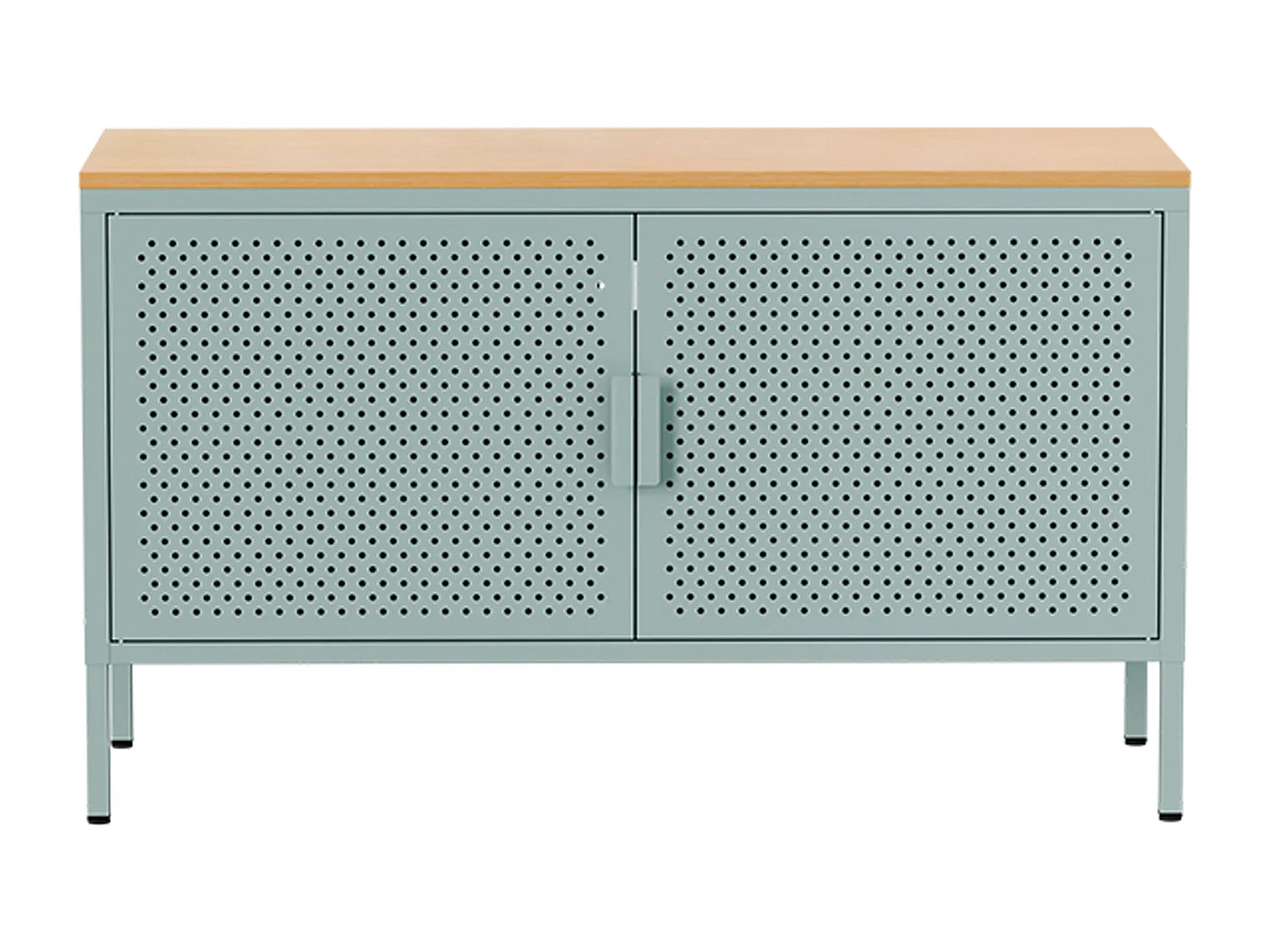 Moderne buffetkast met 2 deuren L100 cm van saliegroen metaal
