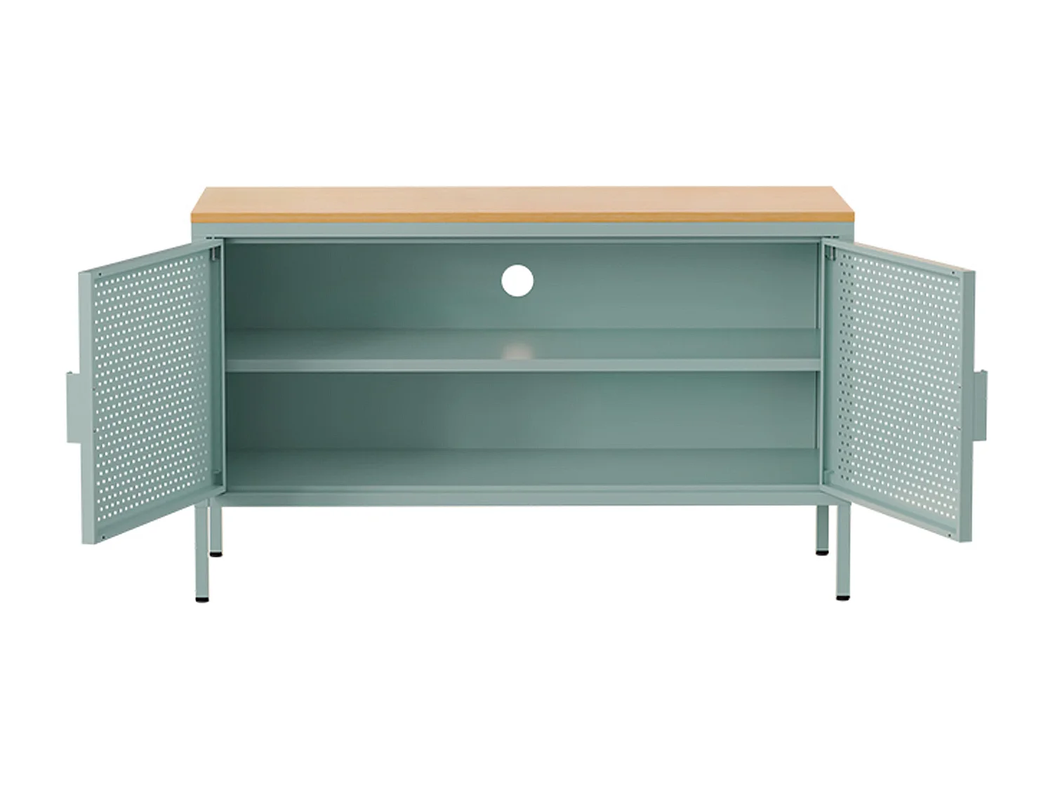 Moderne buffetkast met 2 deuren L100 cm van saliegroen metaal