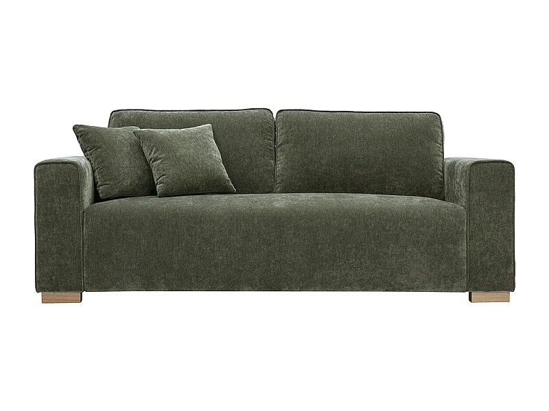 Divano design 3 posti in tessuto effetto velluto verde kaki PEPPER