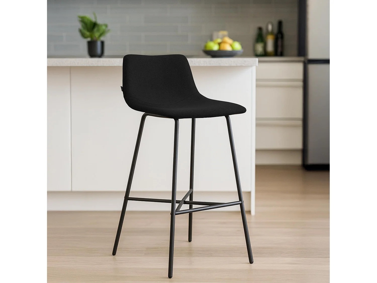Tabouret de bar - Tissu - Noir - Altona