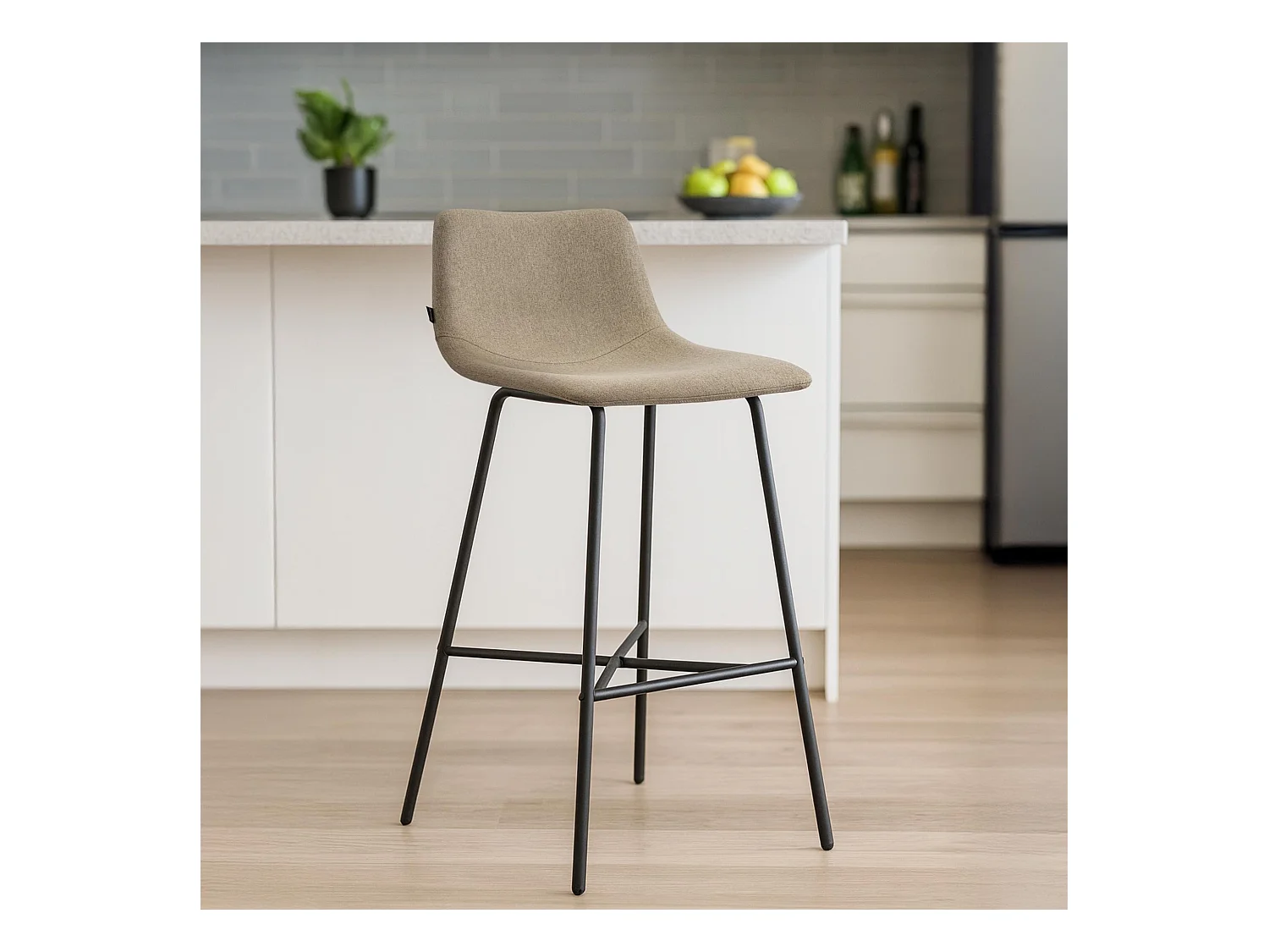 Tabouret de bar - Tissu - Taupe - Altona