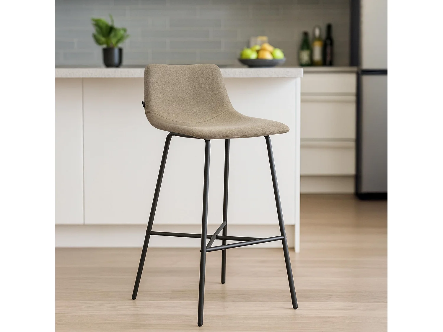 Tabouret de bar - Tissu - Taupe - Altona