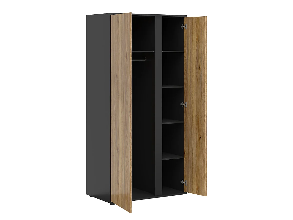 Armoire 2 portes Pia Noir et Bois