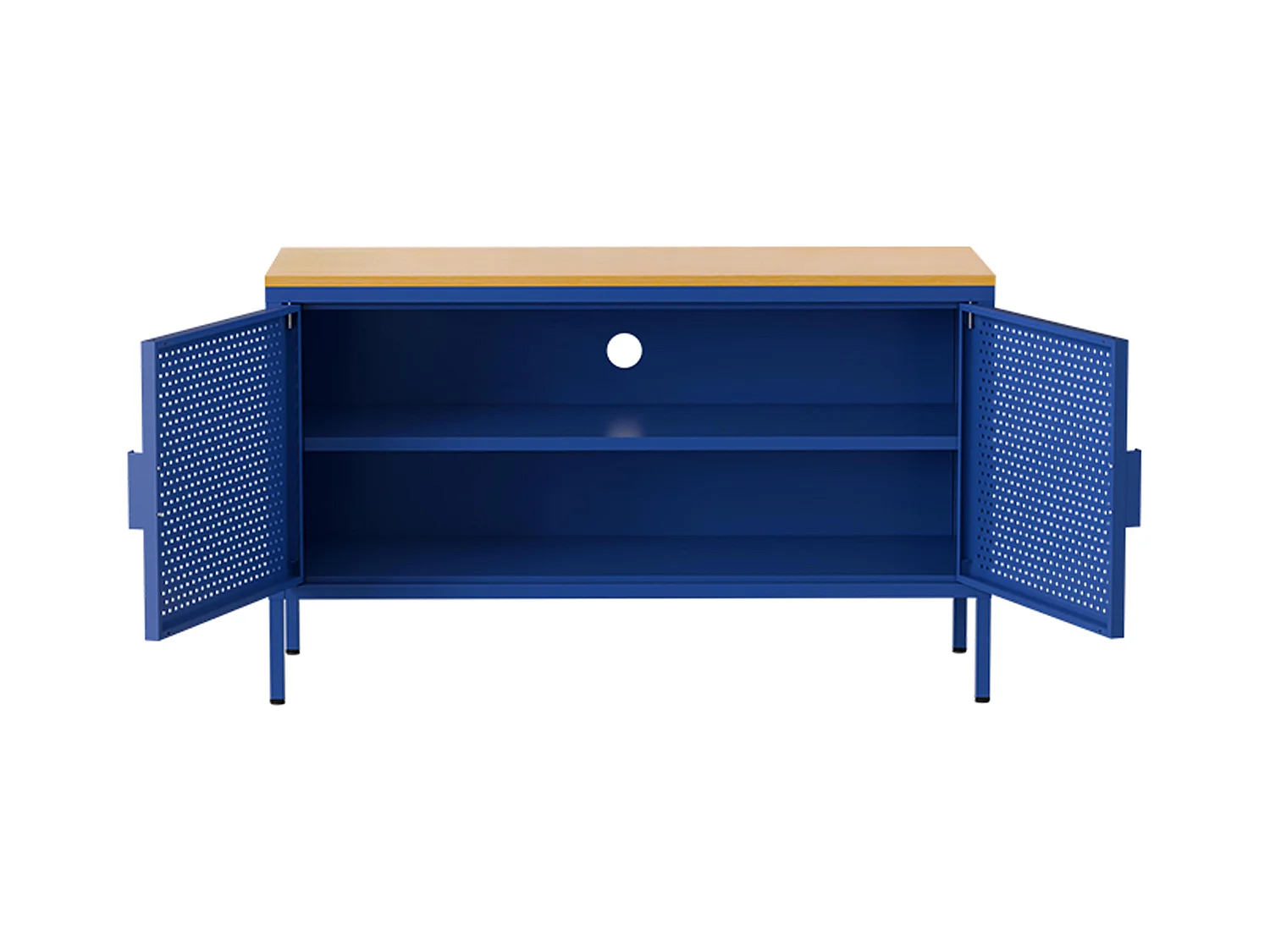 Buffet moderne 2 portes L100 cm en métal bleu foncé