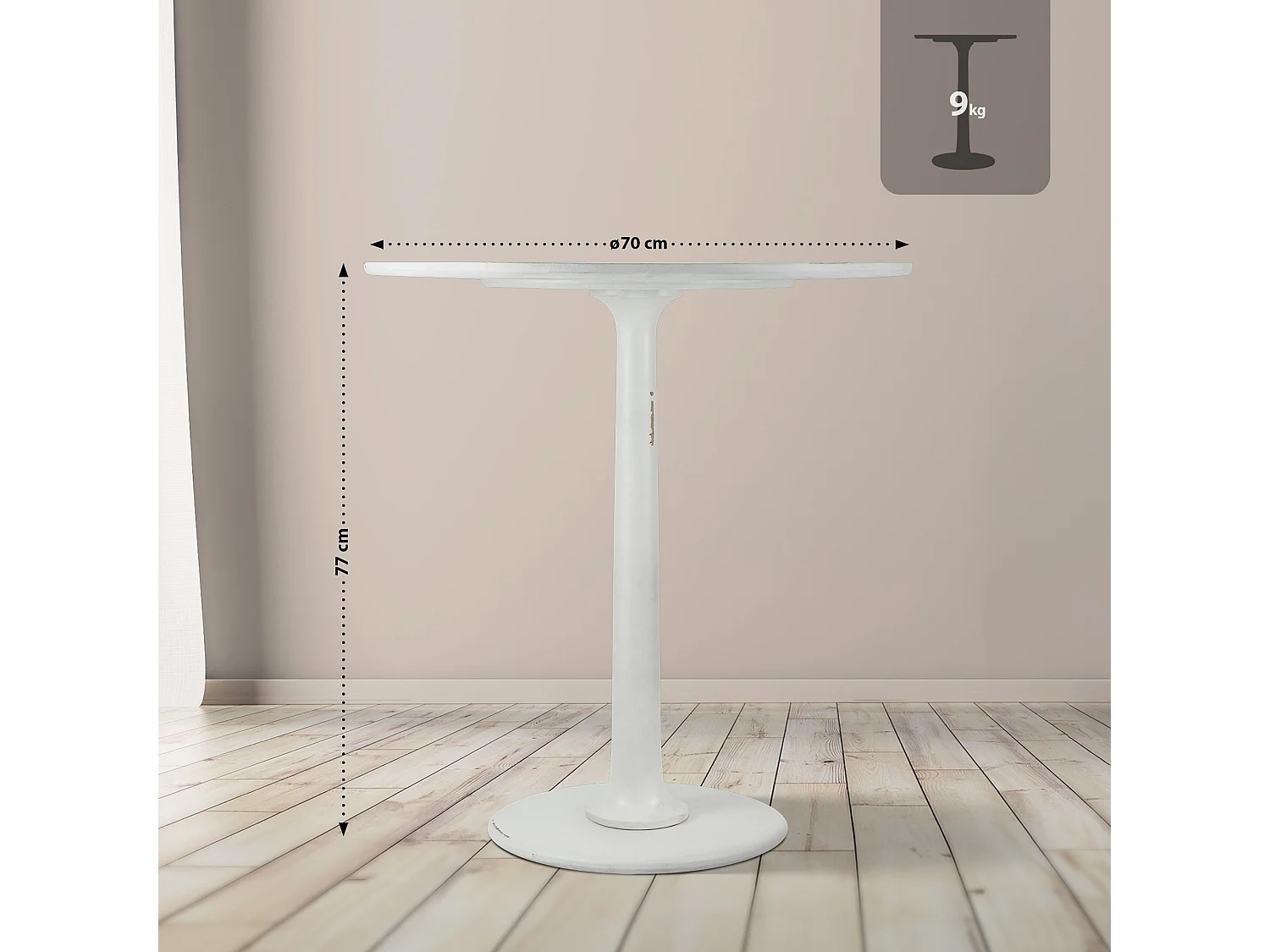 Table d'appoint - rond Ø 70 cm - Bois - Blanc antique - Morristown