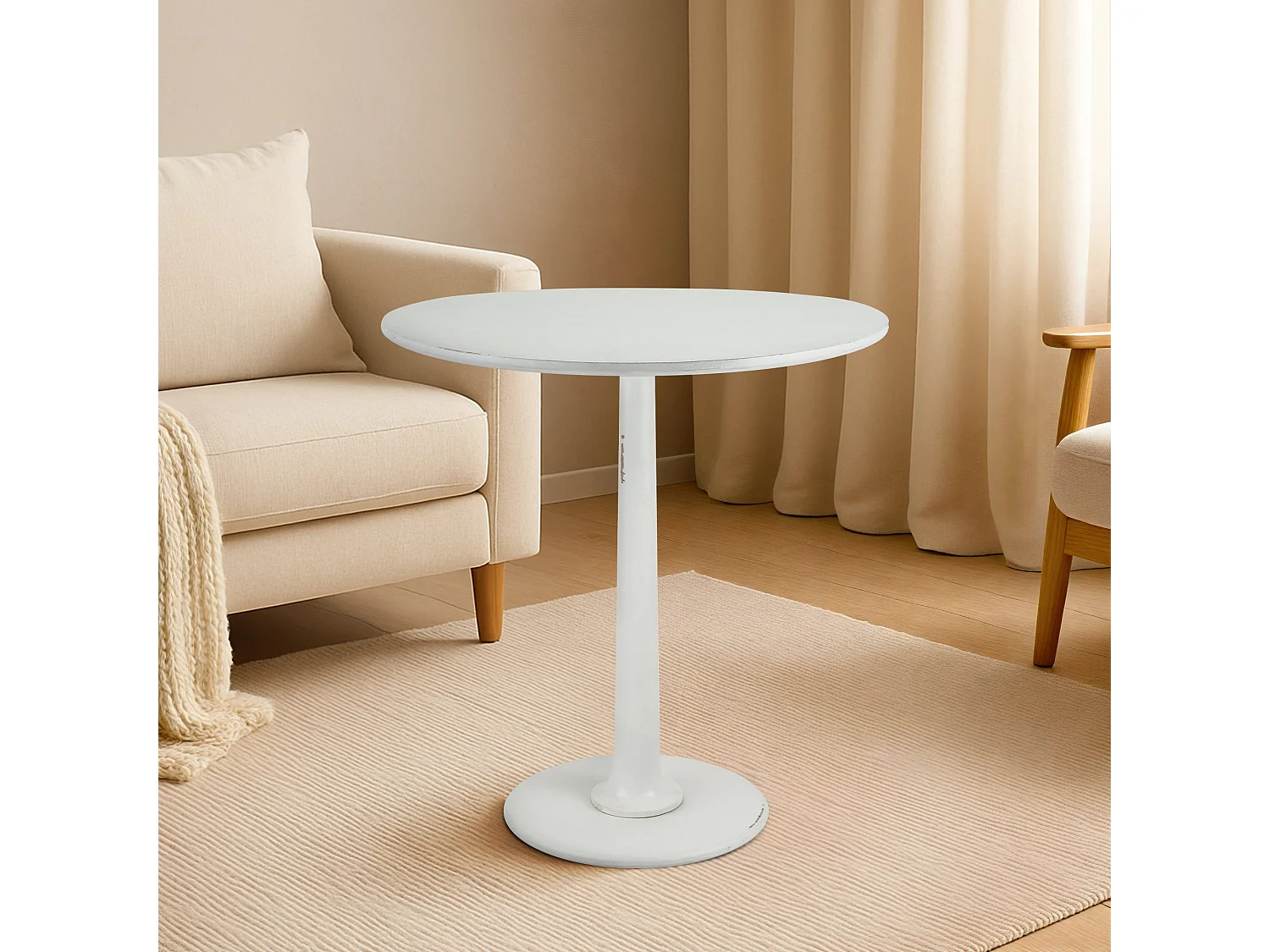Table d'appoint - rond Ø 70 cm - Bois - Blanc antique - Morristown
