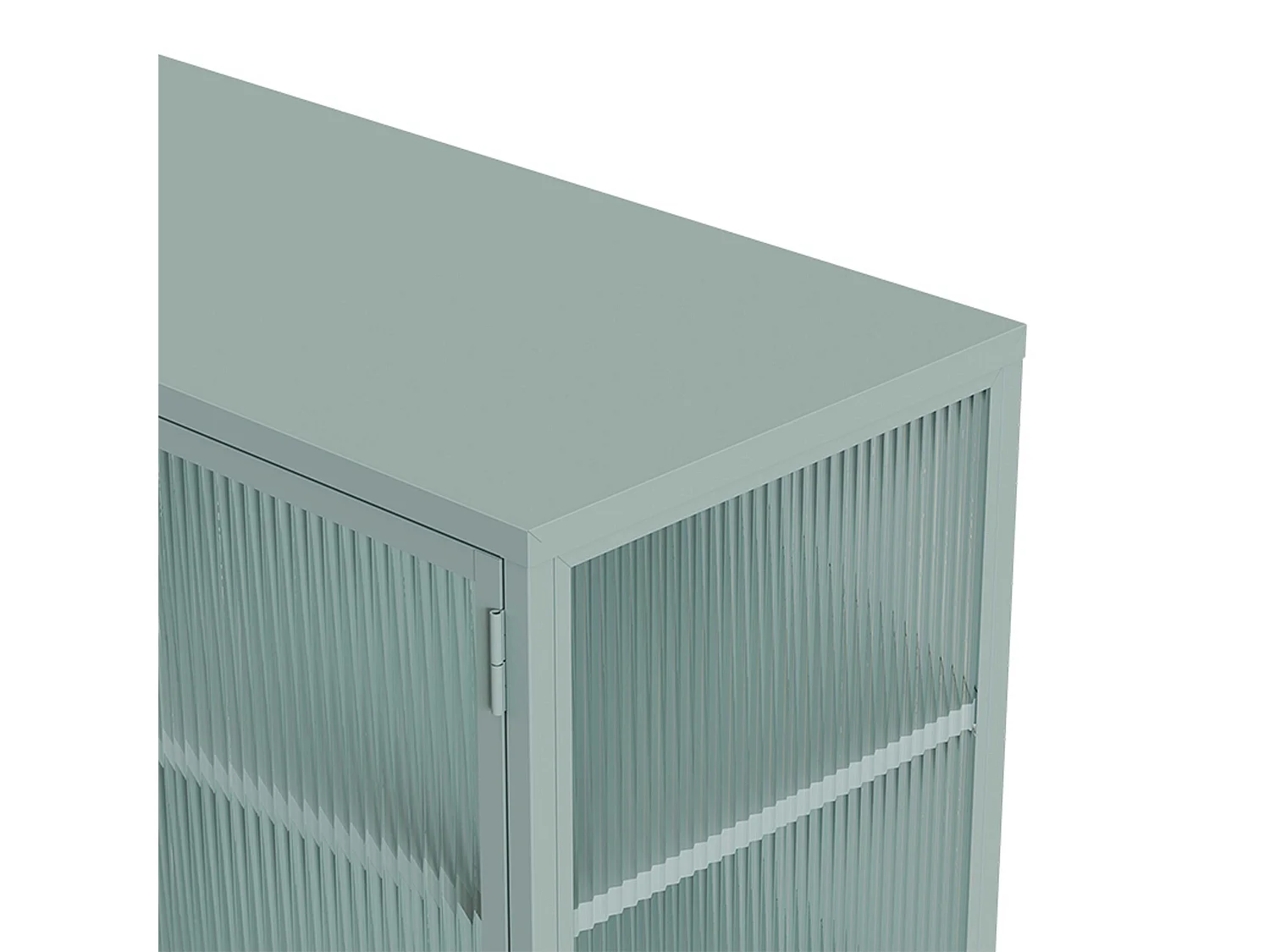 Buffet moderne 2 portes 110 cm en métal et verre vert sauge