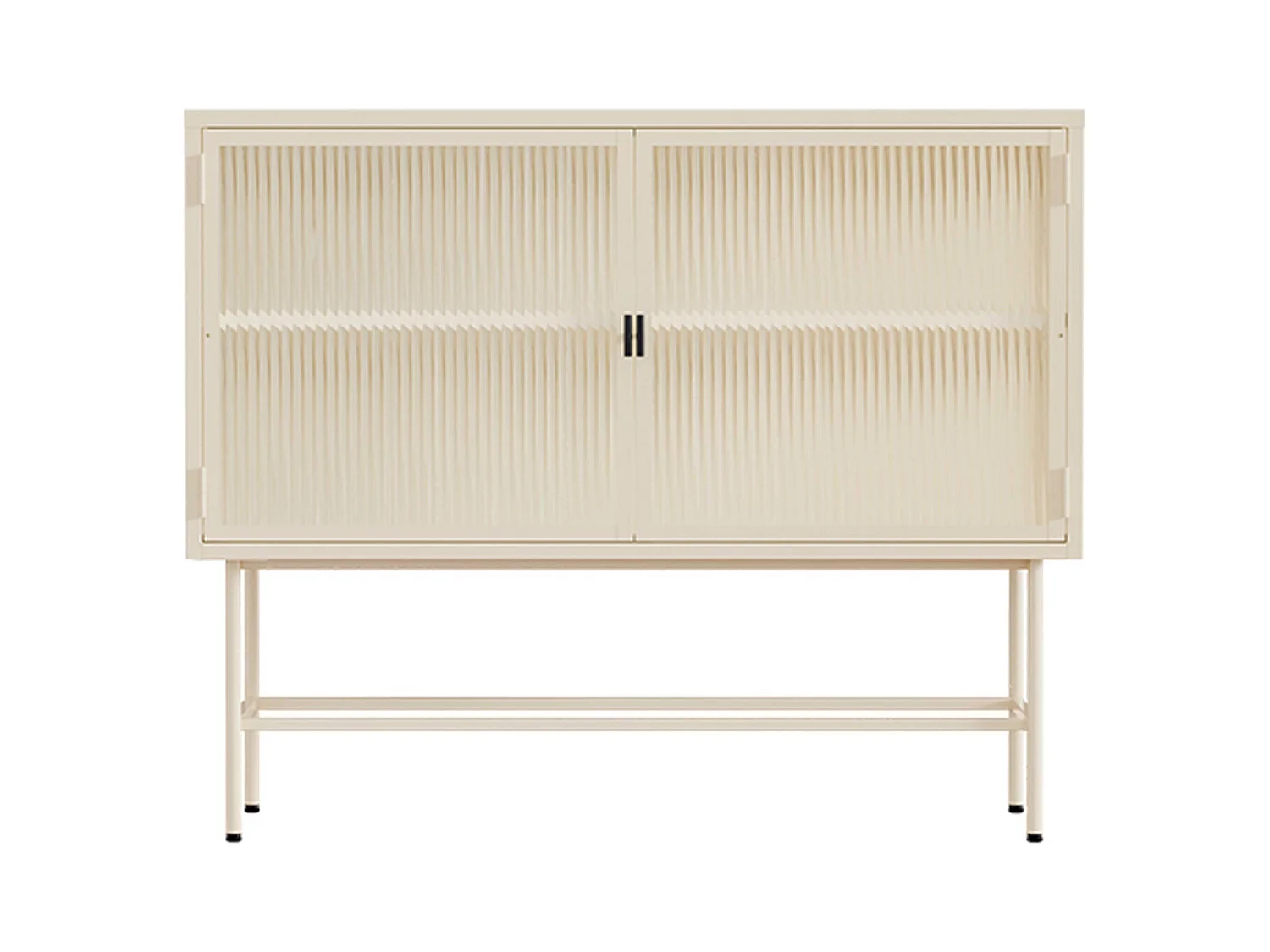 Buffet moderne 2 portes 110 cm en métal et verre écru