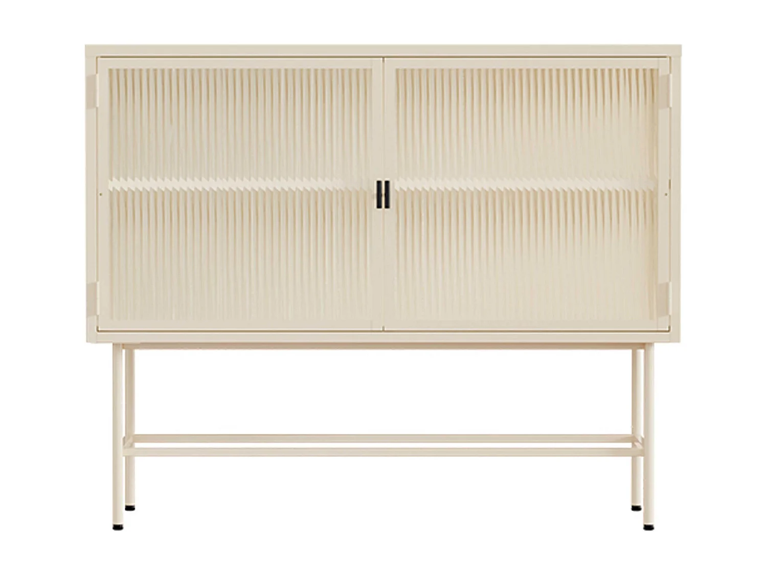 Buffet moderne 2 portes 110 cm en métal et verre écru