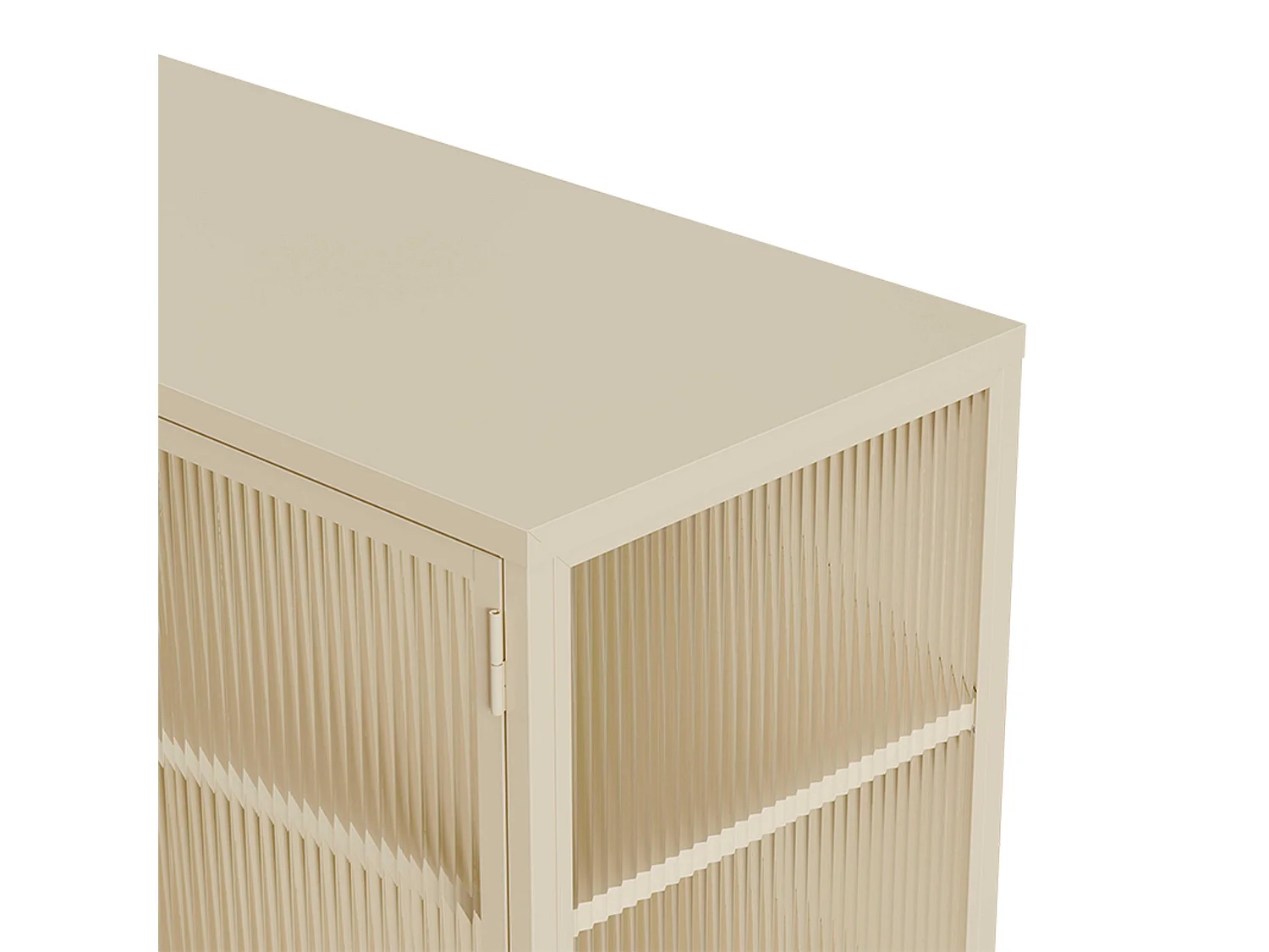 Buffet moderne 2 portes 110 cm en métal et verre écru