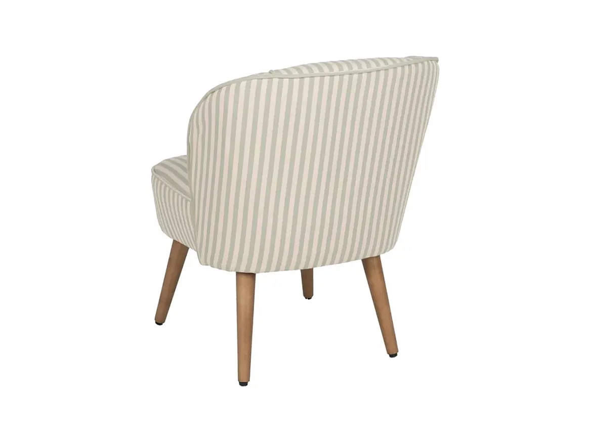 Fauteuil rayures vert sauge bois hévéa confort ELYSORA