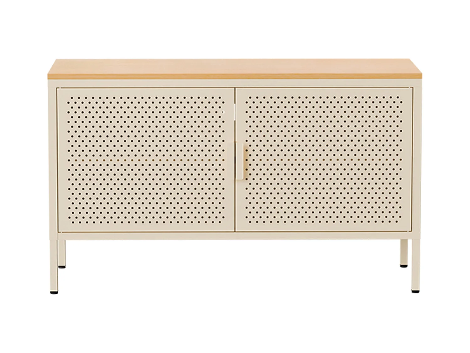 Buffet moderne 2 portes L100 cm en métal écru