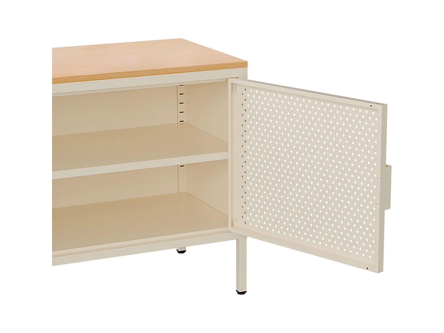 Buffet moderne 2 portes L100 cm en métal écru