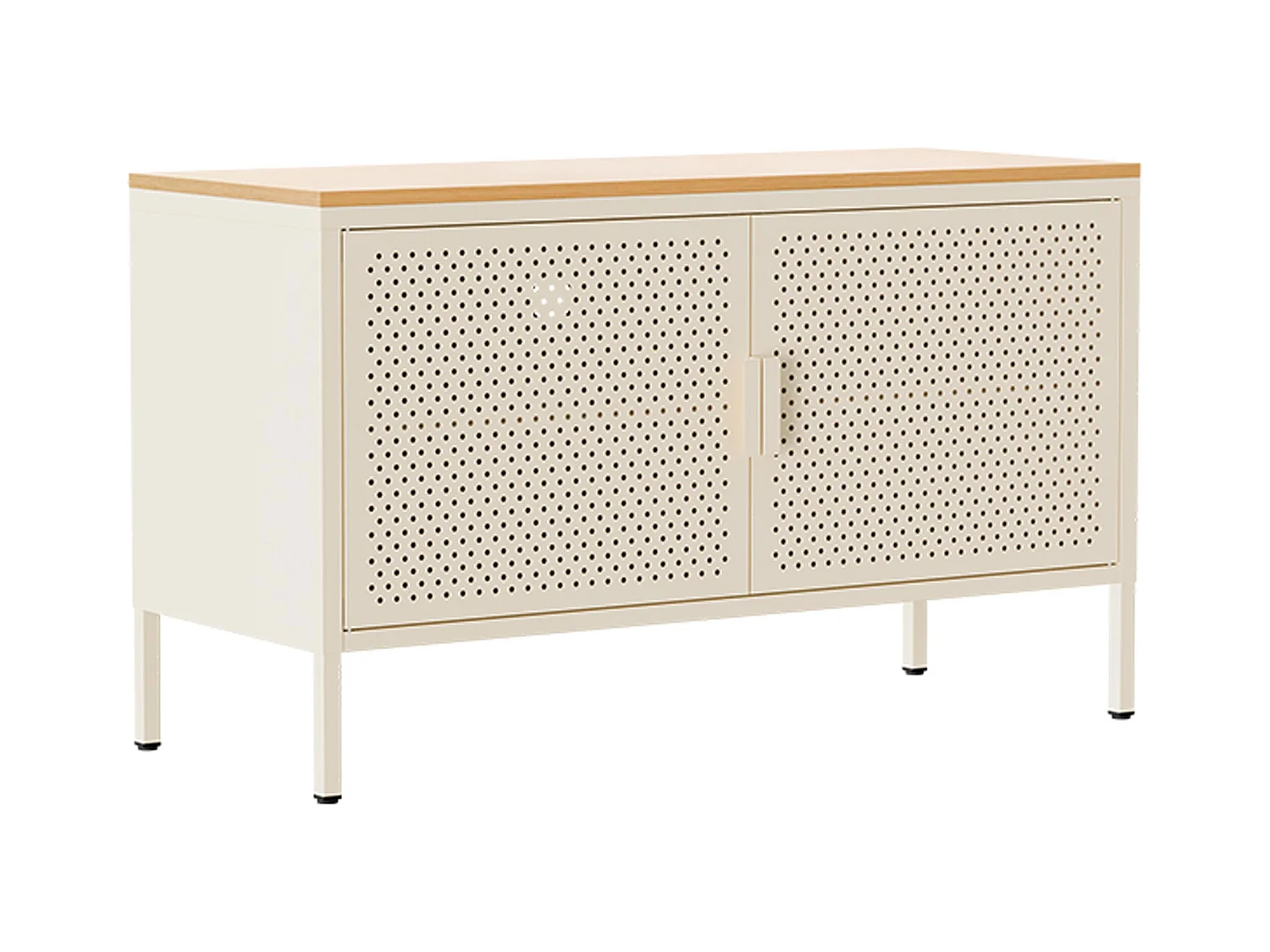 Moderne buffetkast met 2 deuren L100 cm van ecru metaal