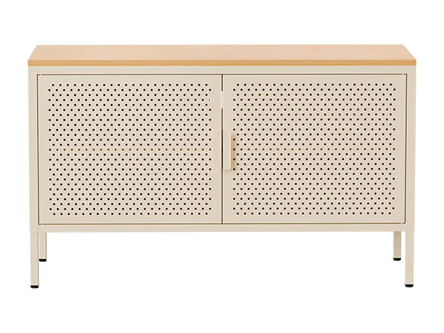 Buffet moderne 2 portes L100 cm en métal écru