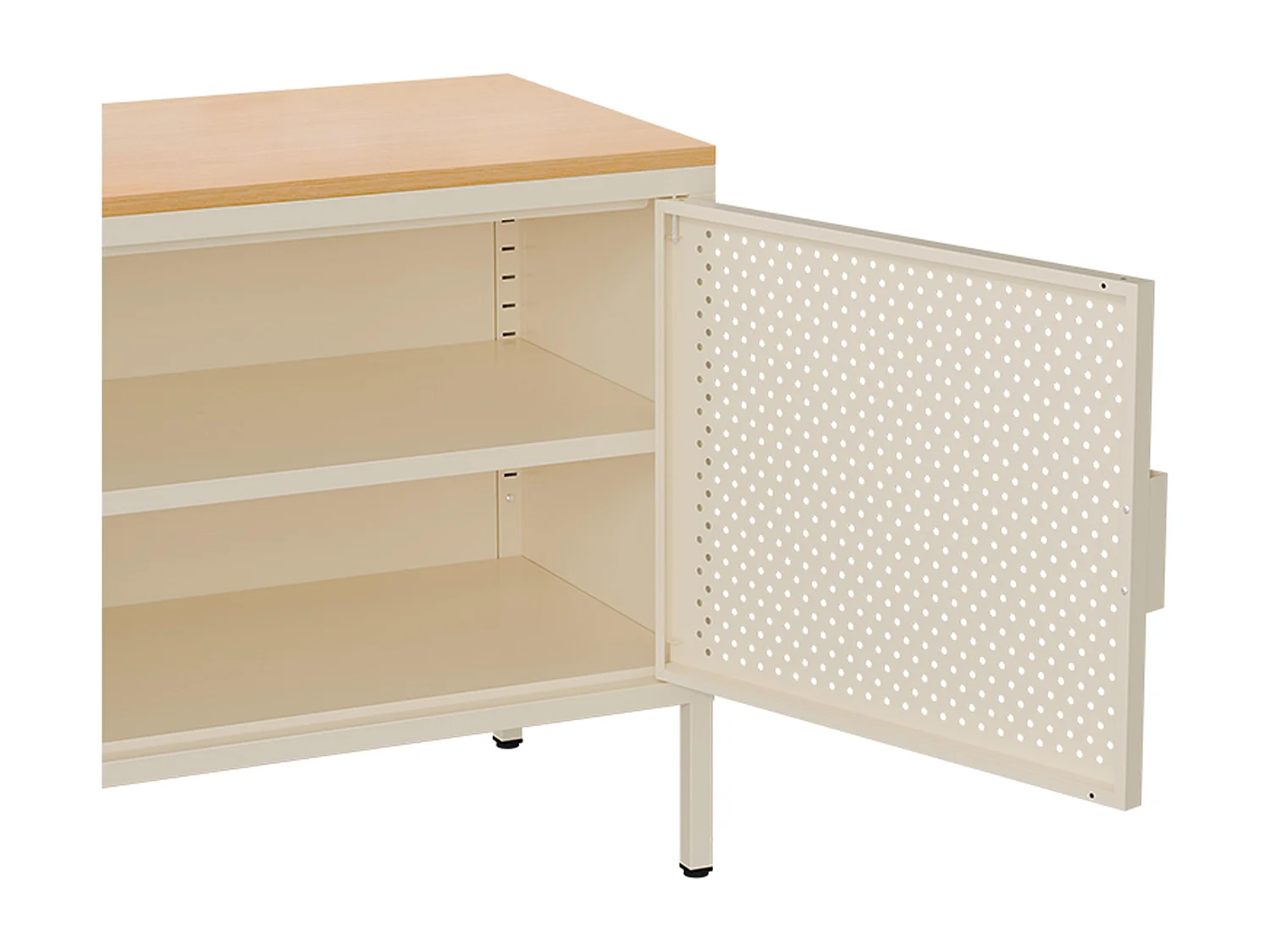 Buffet moderne 2 portes L100 cm en métal écru