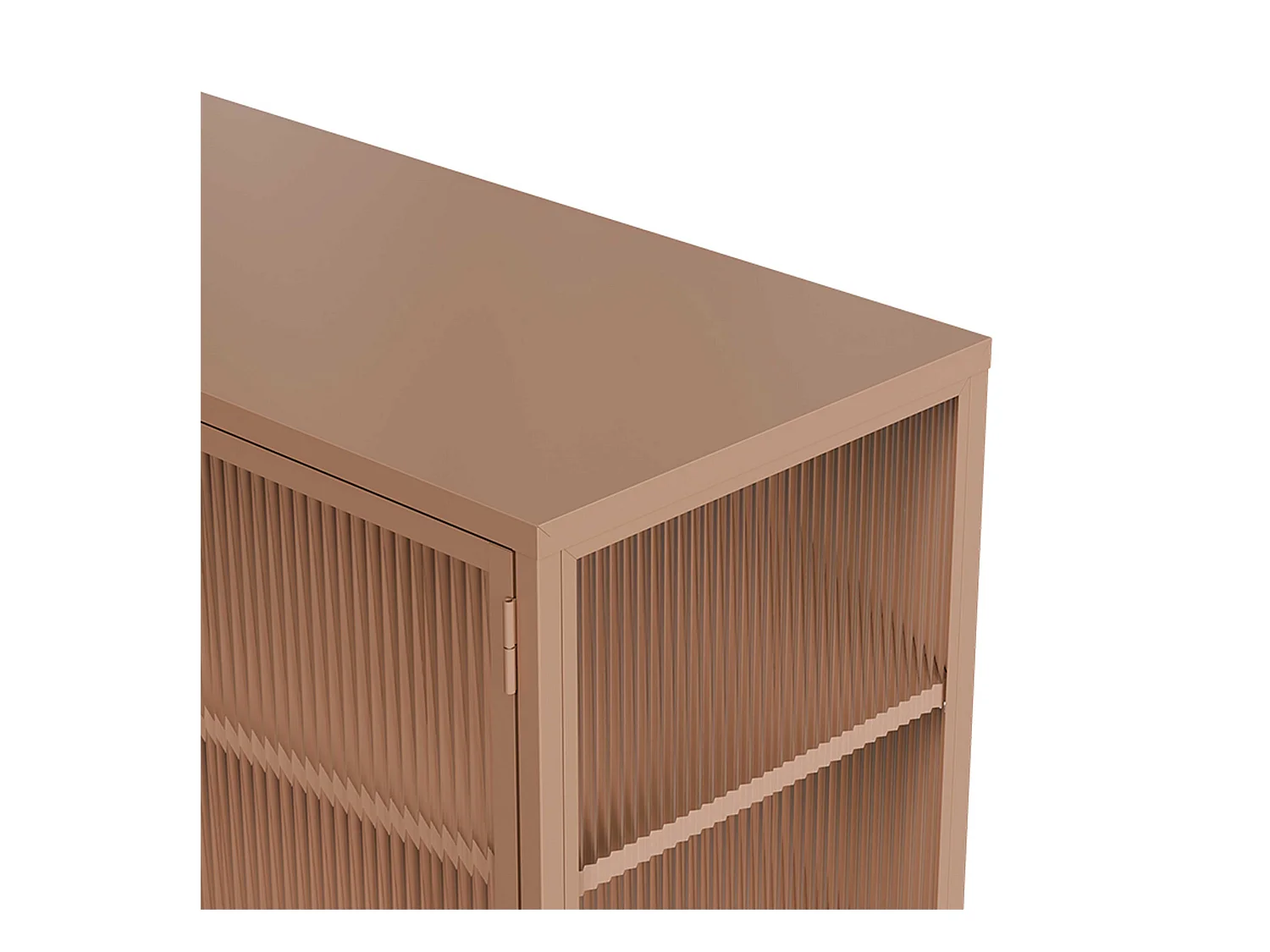 Buffet moderne 2 portes 110 cm en métal et verre marron