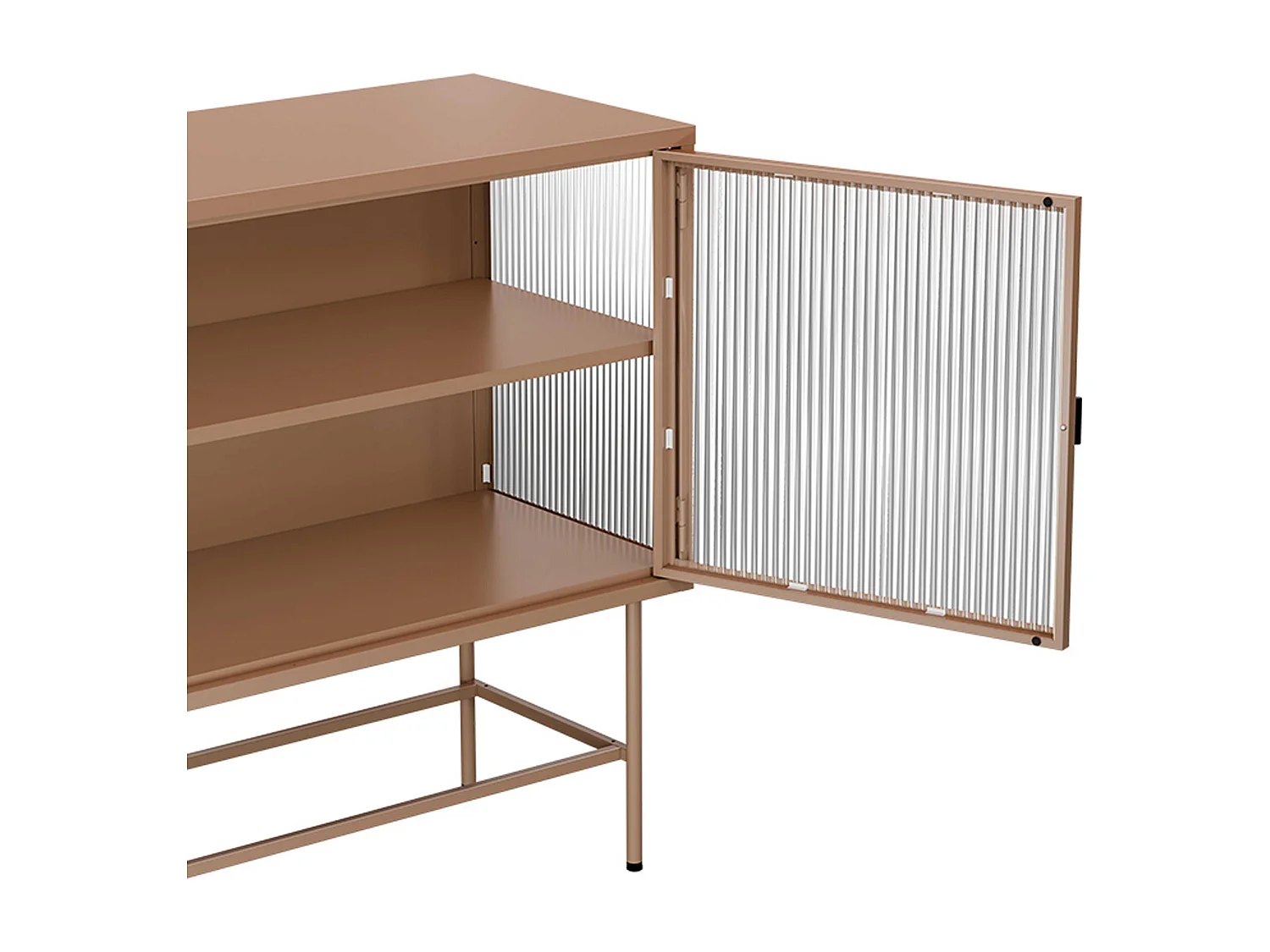 Buffet moderne 2 portes 110 cm en métal et verre marron