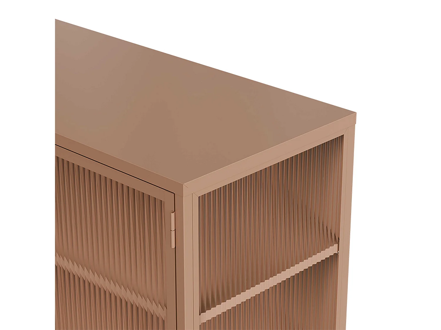 Buffet moderne 2 portes 110 cm en métal et verre marron