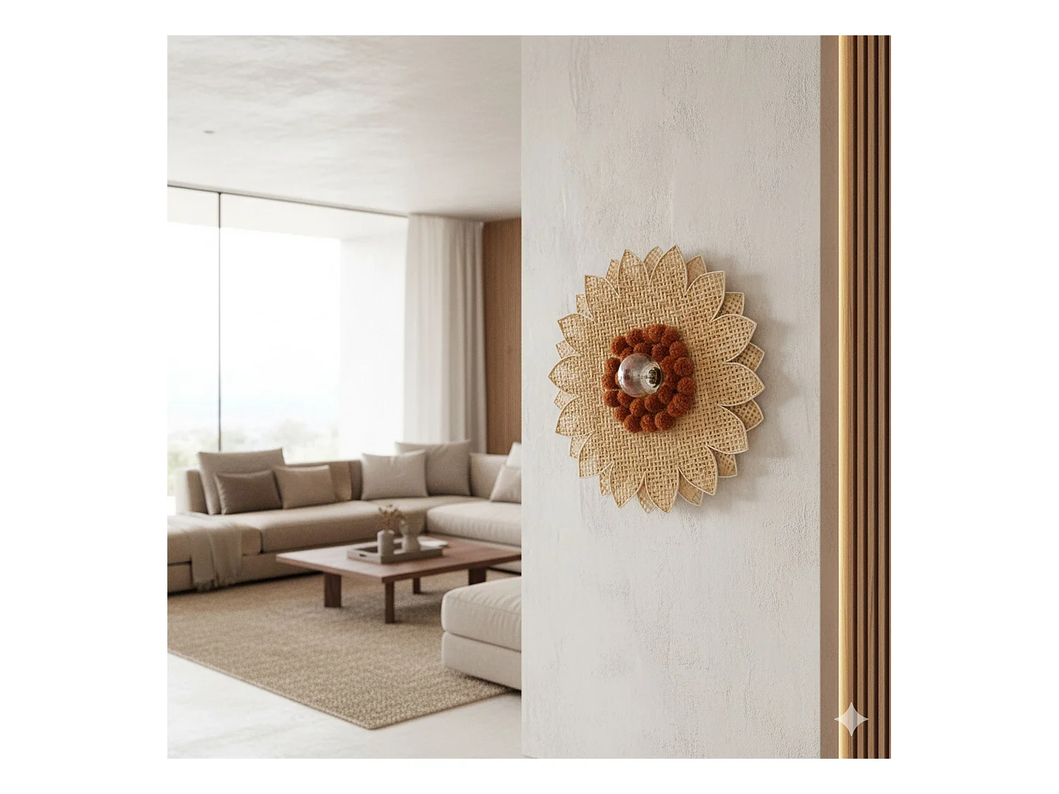 Now's Home - Applique En Bambou Naturel Tresse 50x50x3cm Daisy