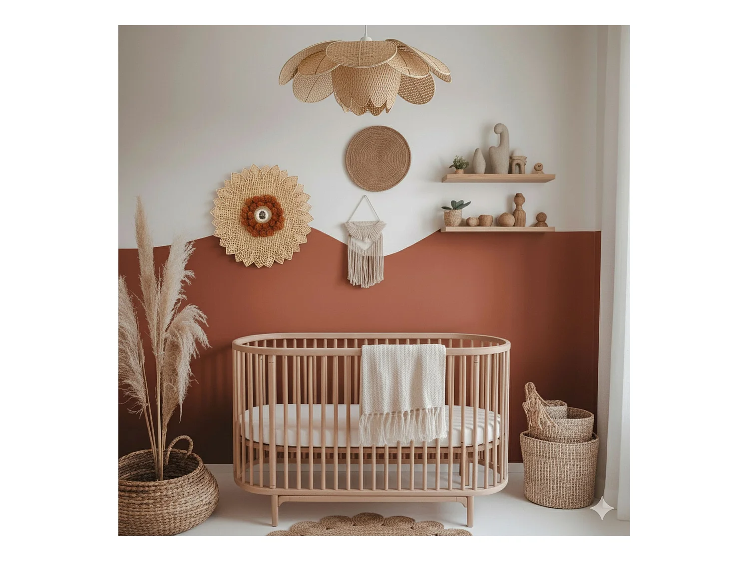 Now's Home - Applique En Bambou Naturel Tresse 50x50x3cm Daisy