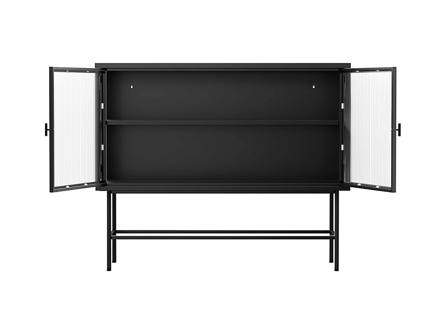 Buffet moderne 2 portes 110 cm en métal et verre noir
