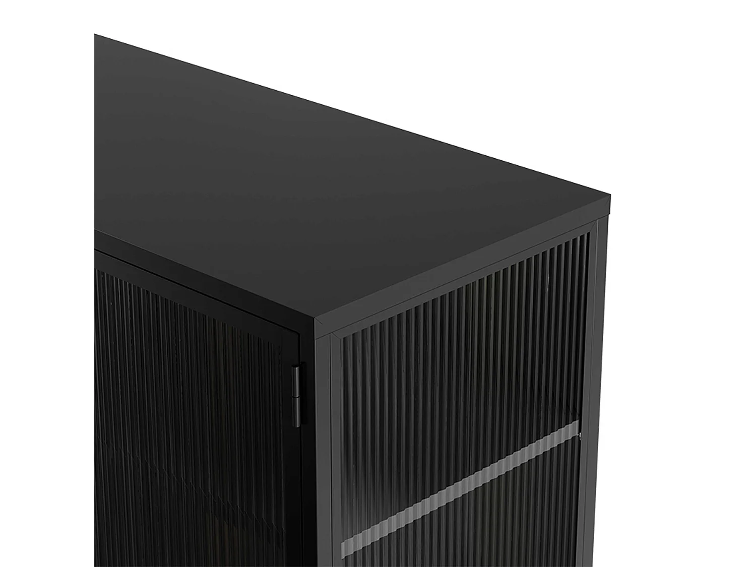 Buffet moderne 2 portes 110 cm en métal et verre noir