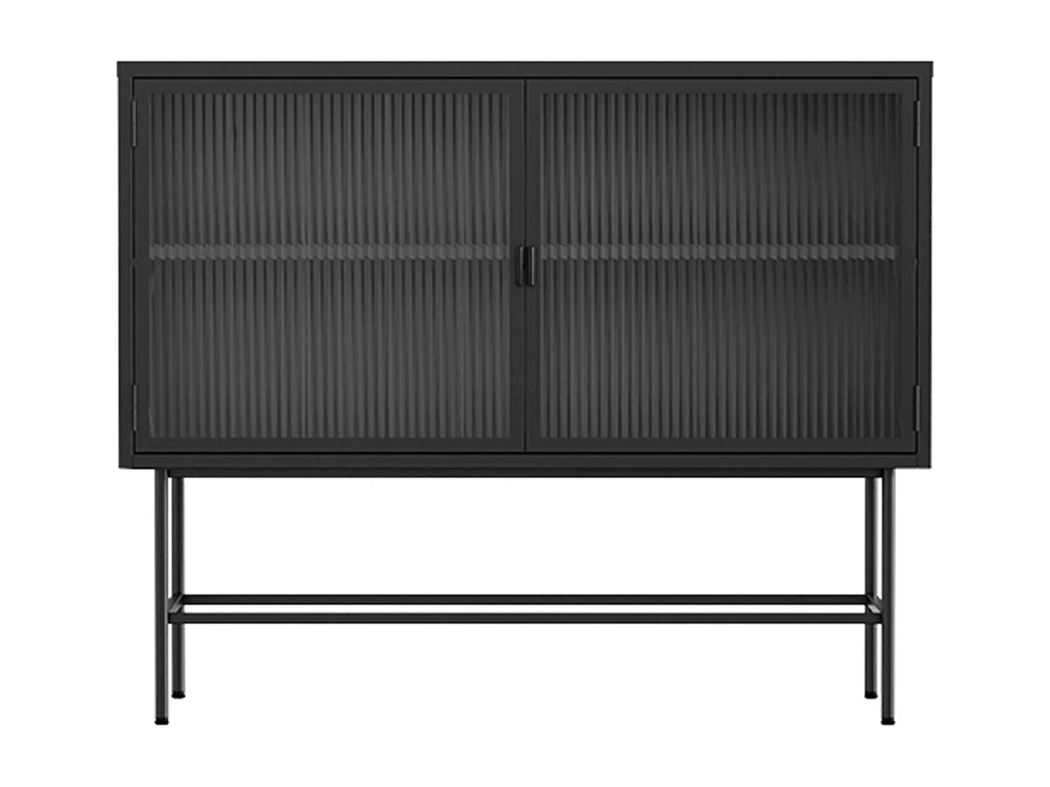 Buffet moderne 2 portes 110 cm en métal et verre noir