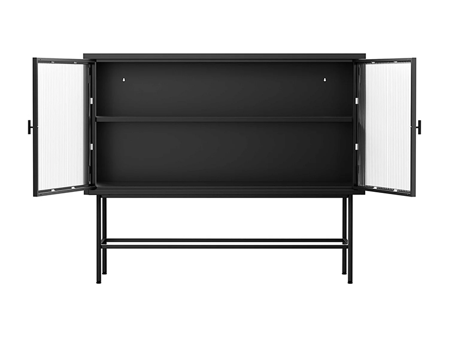 Buffet moderne 2 portes 110 cm en métal et verre noir