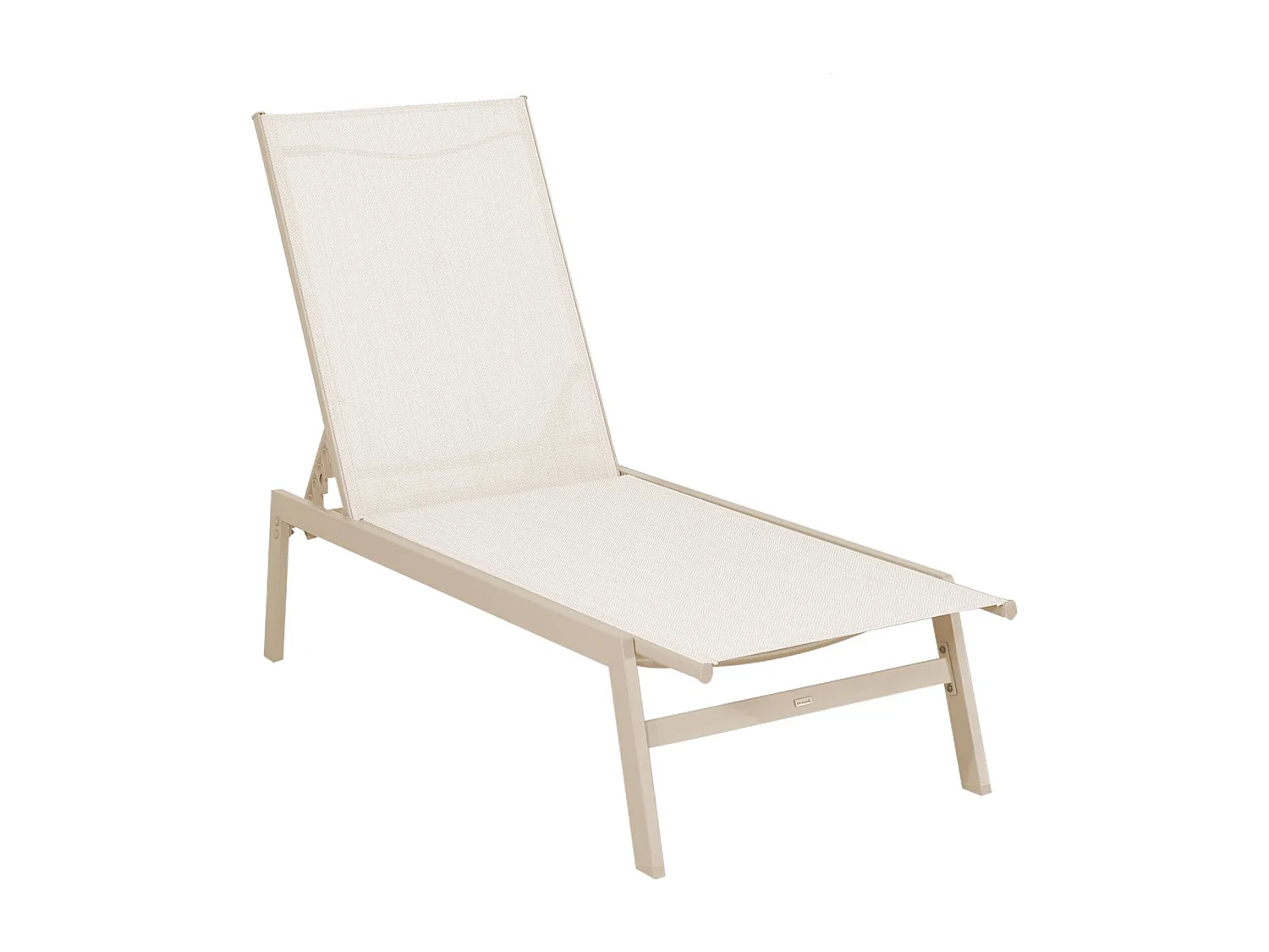 Lot de 2 transats beige. 5 positions. en textilène et métal. FLORA.  L155 x P59 x H106cm