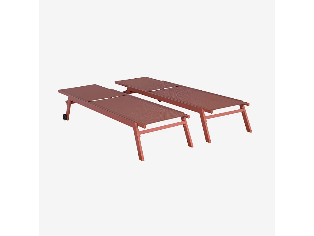 Set di 2 lettini prendisole in alluminio e textilene multiposizione,