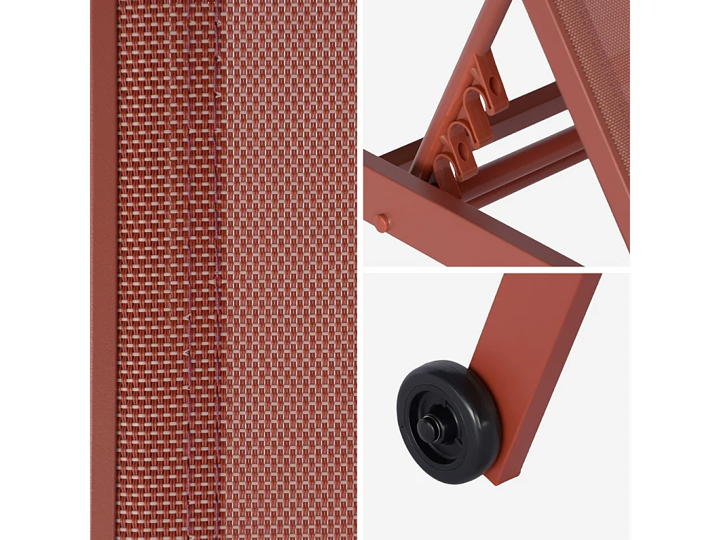 Set di 2 lettini prendisole in alluminio e textilene multiposizione,