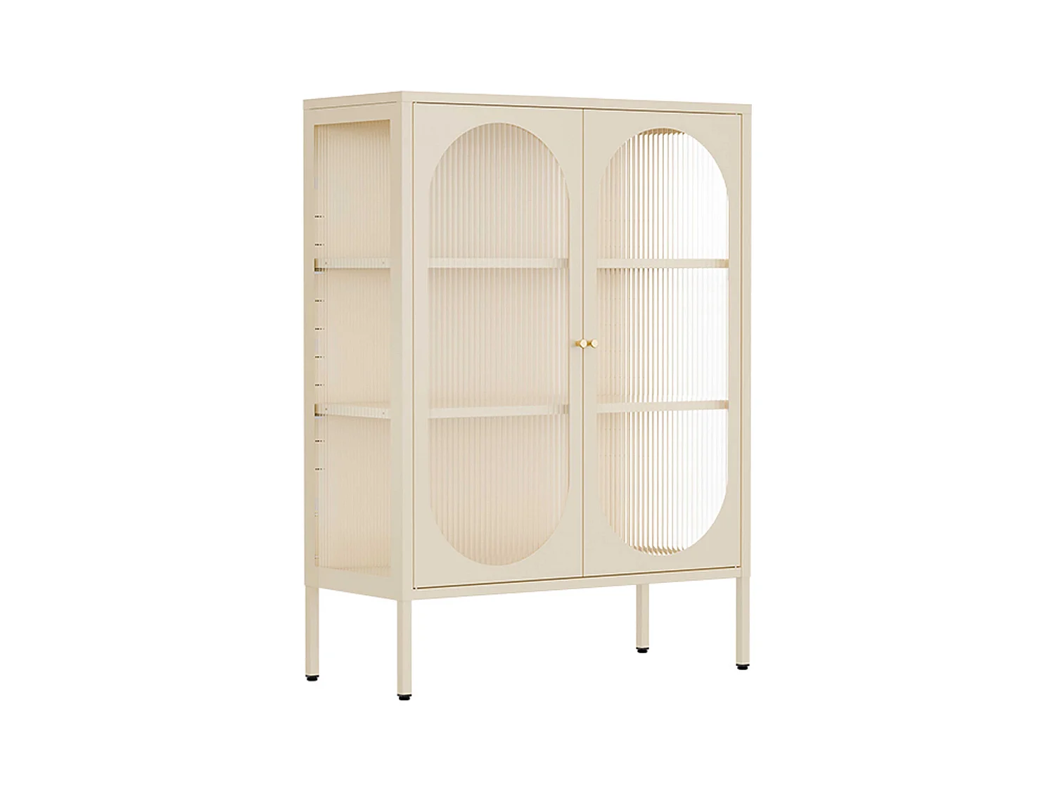 Buffet moderne 2 portes 80 cm en métal et verre écru