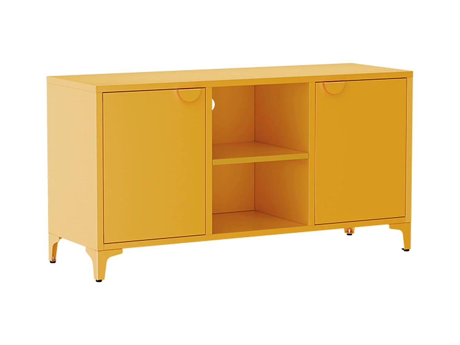 Buffet moderne 2 portes L120 cm en métal jaune