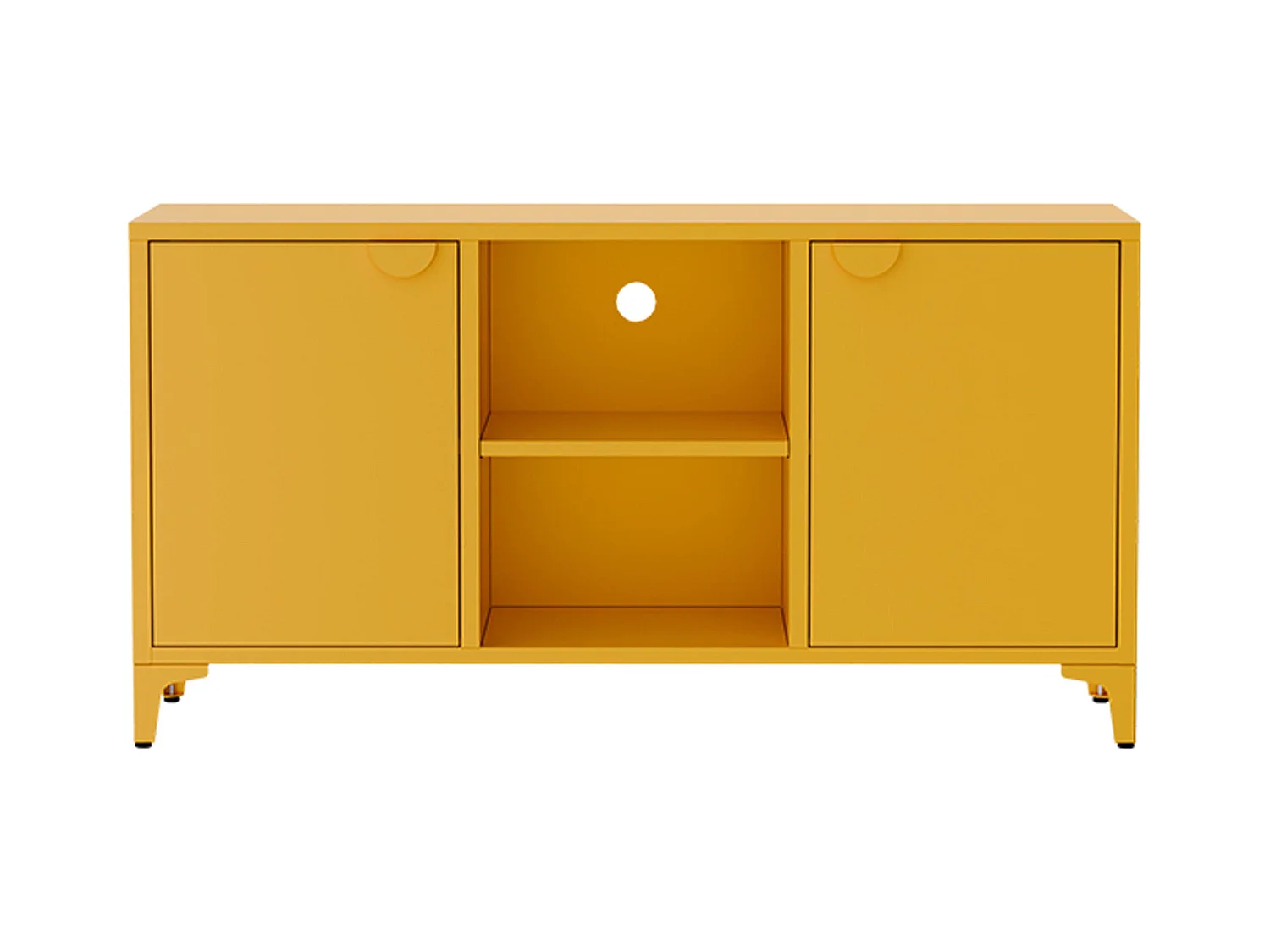 Buffet moderne 2 portes L120 cm en métal jaune