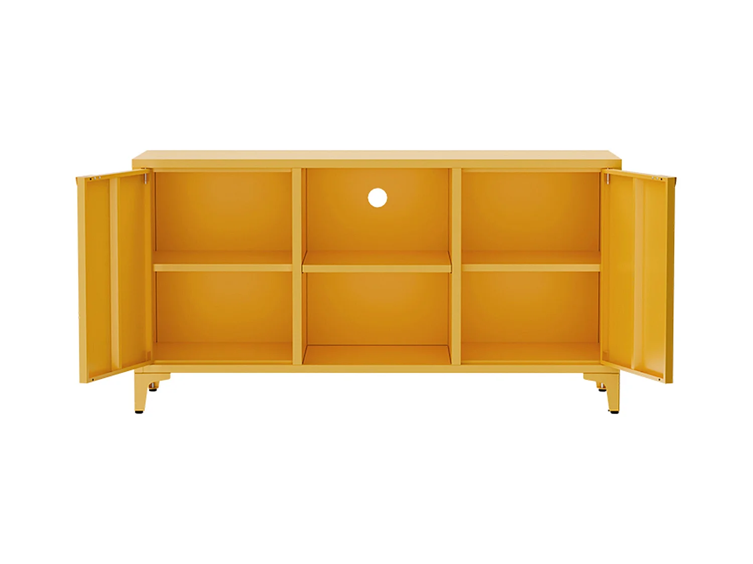 Buffet moderne 2 portes L120 cm en métal jaune
