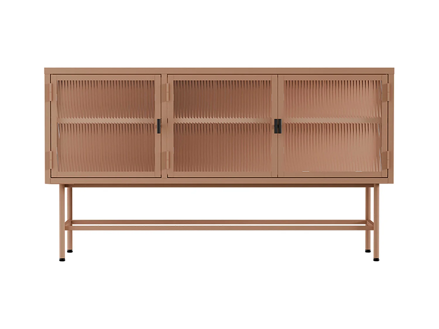 Buffet moderne 3 portes 120 cm en métal et verre marron