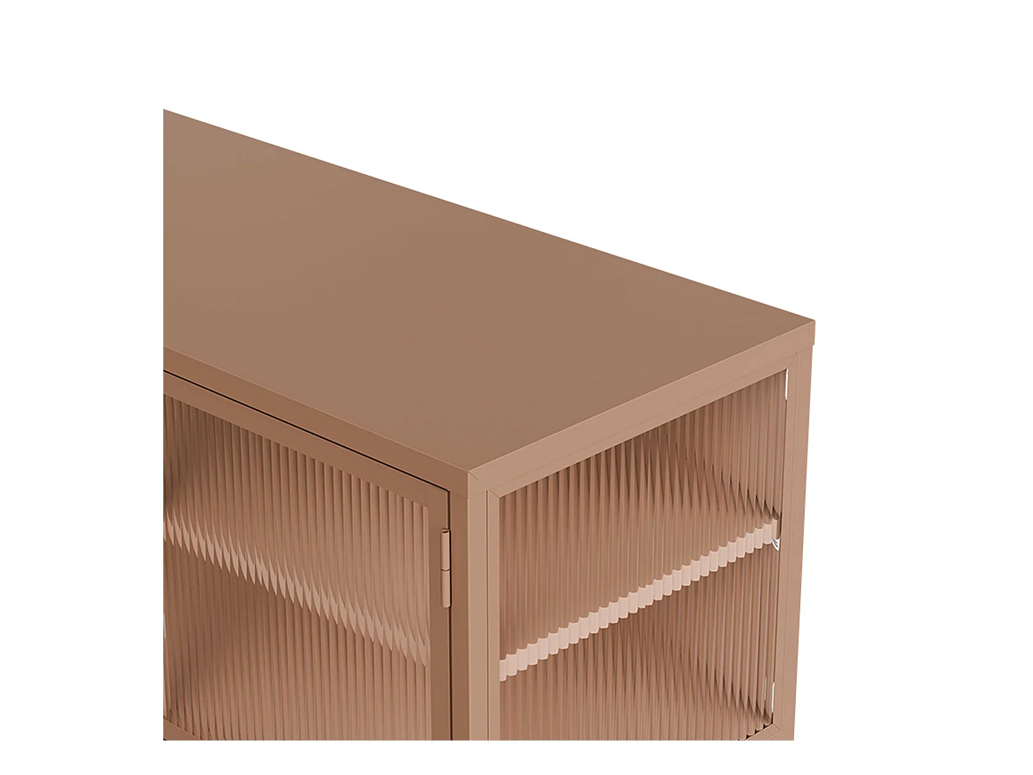 Buffet moderne 3 portes 120 cm en métal et verre marron