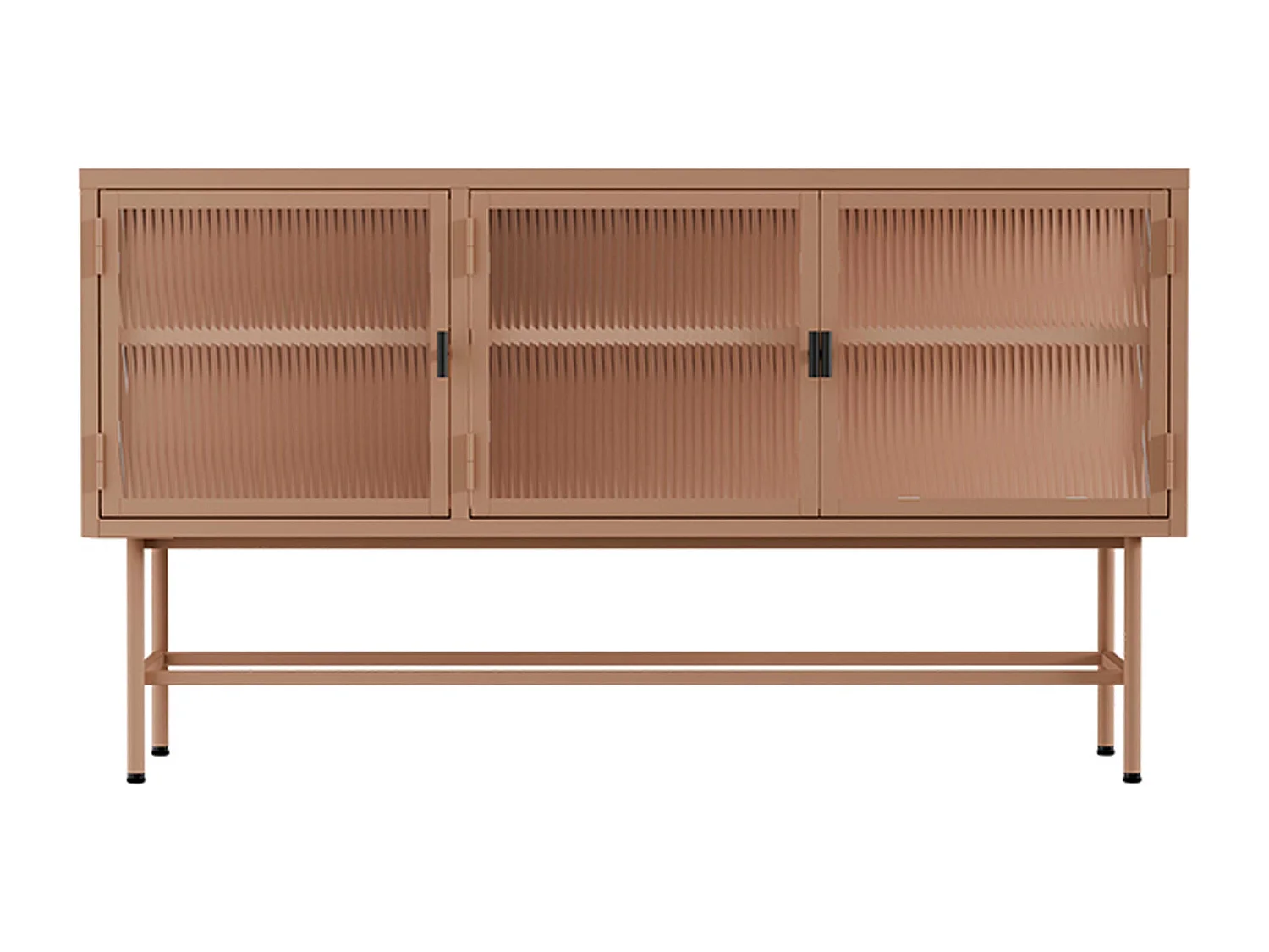 Buffet moderne 3 portes 120 cm en métal et verre marron