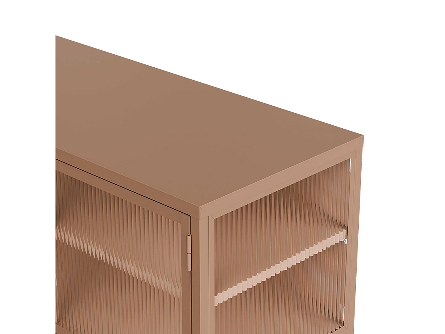 Buffet moderne 3 portes 120 cm en métal et verre marron