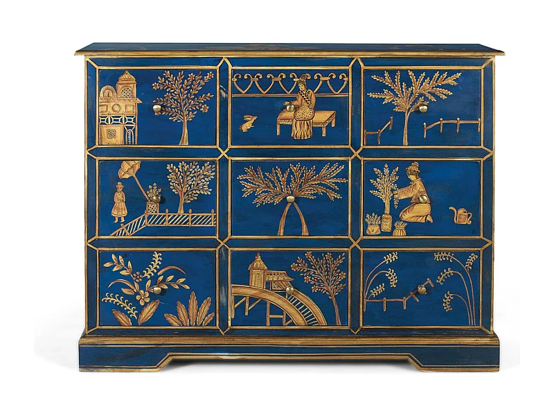 Dressoir met 9 handgeschilderde lades en gouden details