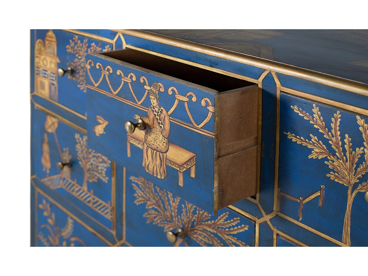 Commode van mangohout, 120 cm, klassieke moderne stijl - 90x120x40