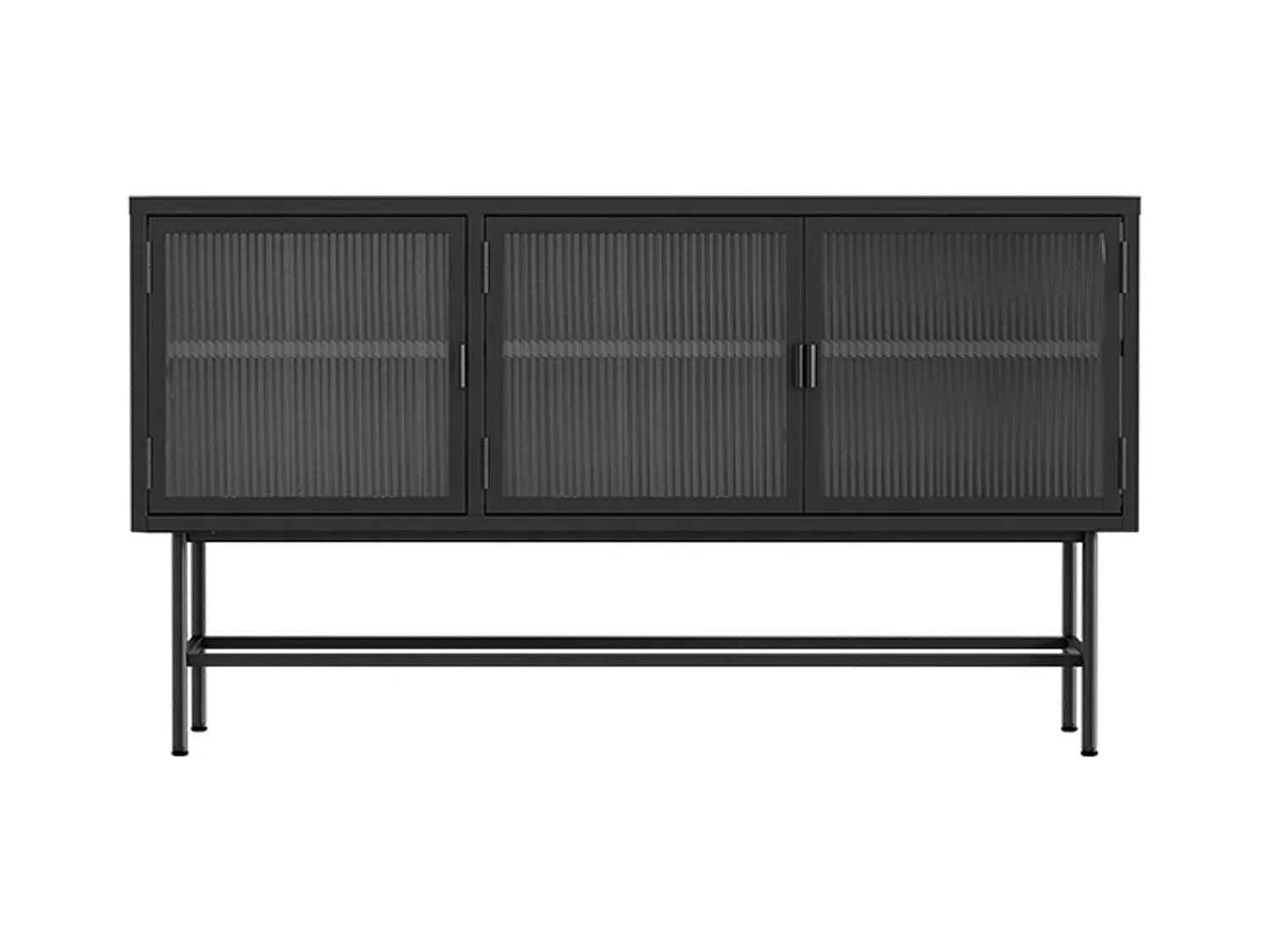 Buffet moderne 3 portes 120 cm en métal et verre noir