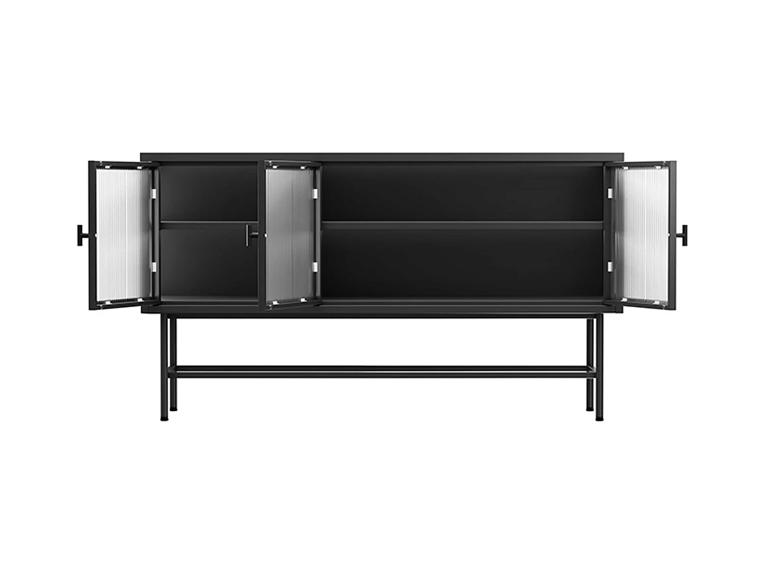 Buffet moderne 3 portes 120 cm en métal et verre noir
