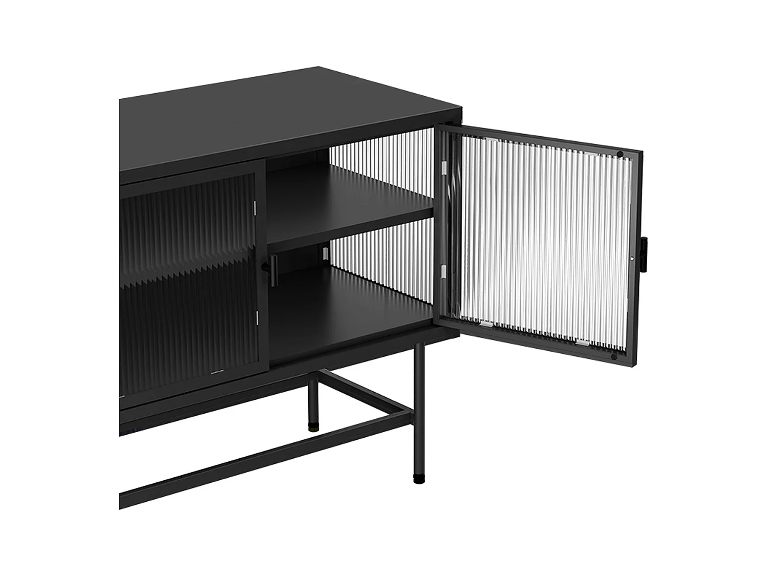 Modern 3-deurs dressoir 120 cm in metaal en zwart glas