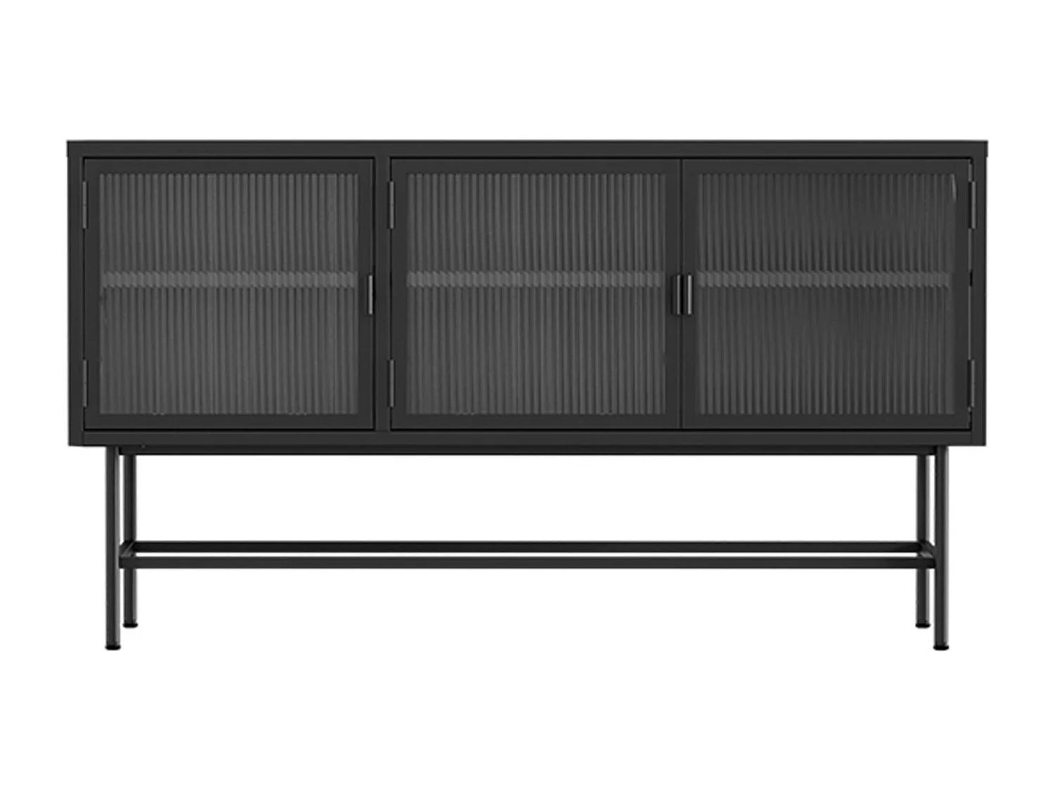 Buffet moderne 3 portes 120 cm en métal et verre noir