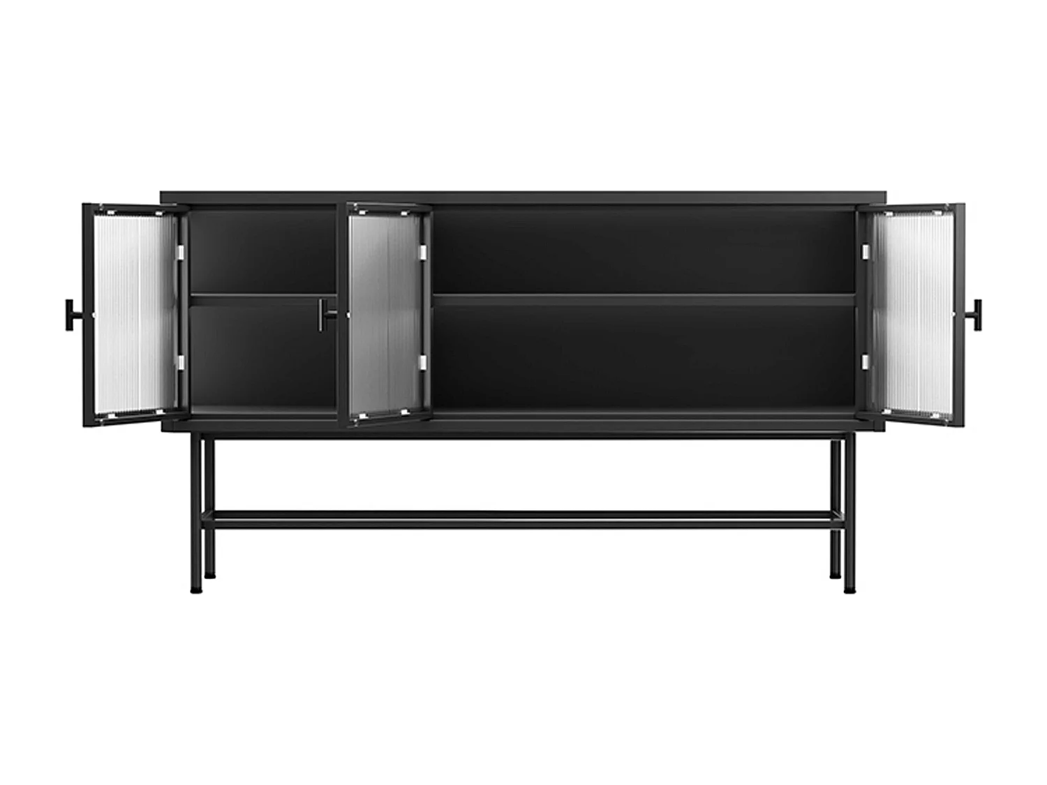 Buffet moderne 3 portes 120 cm en métal et verre noir