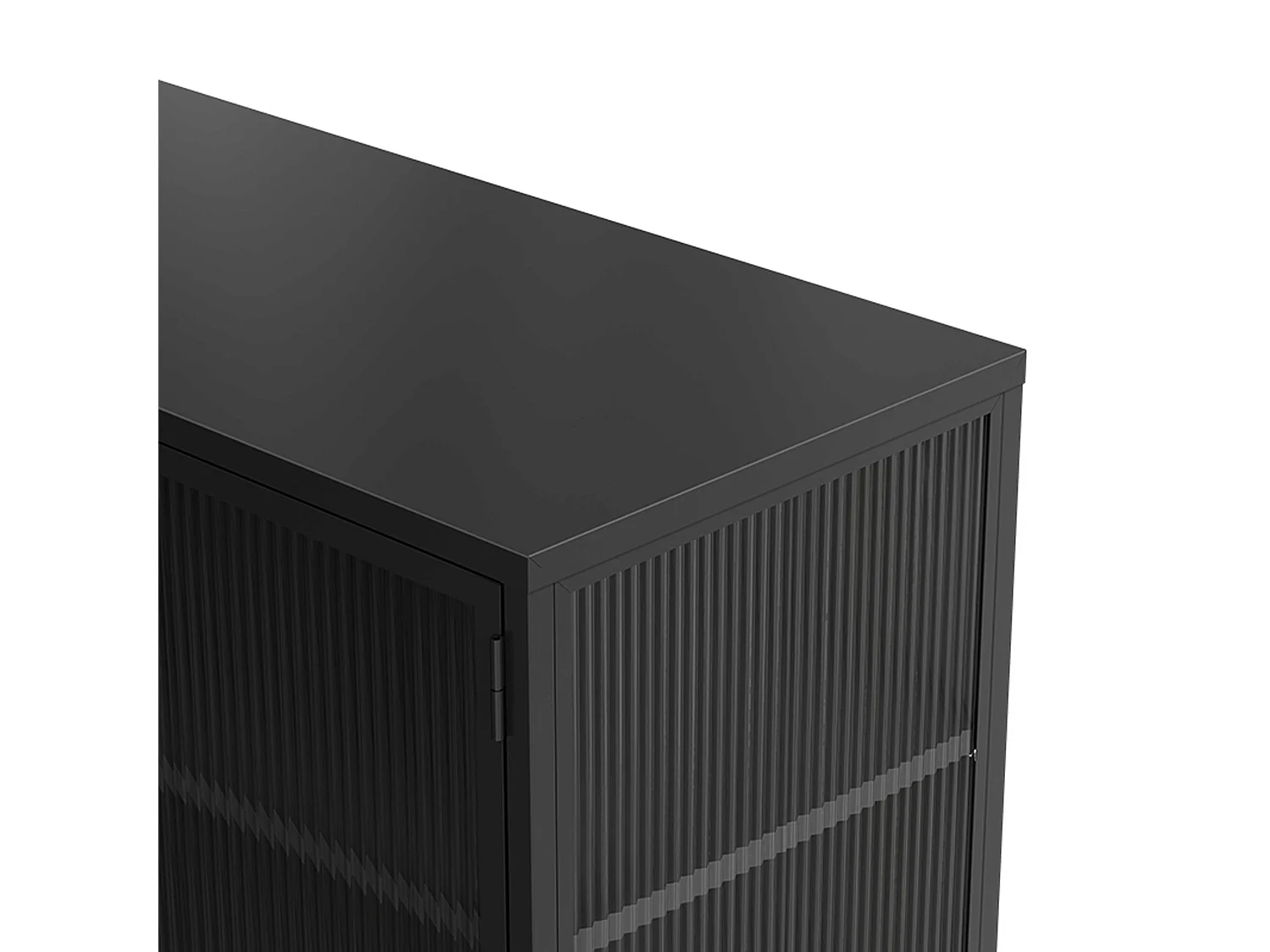 Buffet moderne 3 portes 120 cm en métal et verre noir